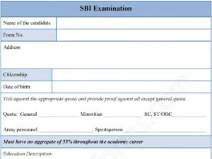 SBI Examination Fillable PDF Form