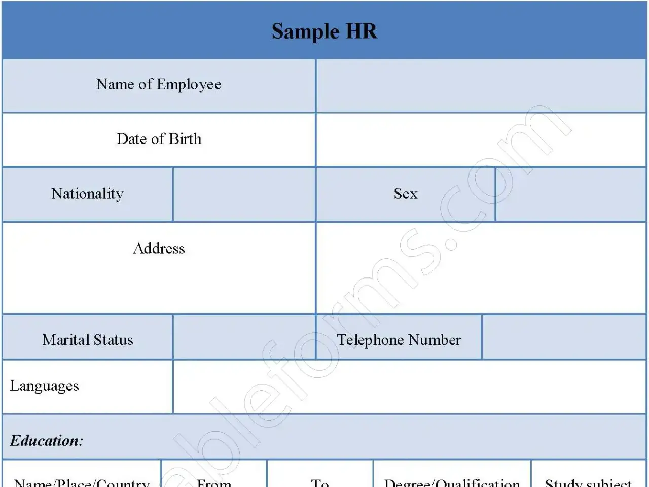 Sample Leave Fillable PDF Form