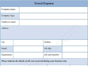 Travel Expense Fillable PDF Form