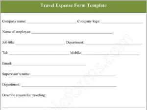 Travel Expense Fillable PDF Form Template