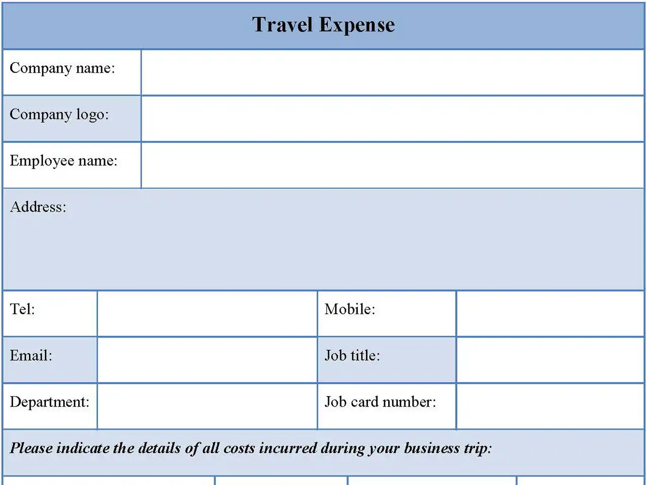 Travel Expense Form