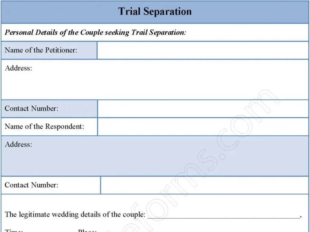 Trial separation Fillable PDF Form