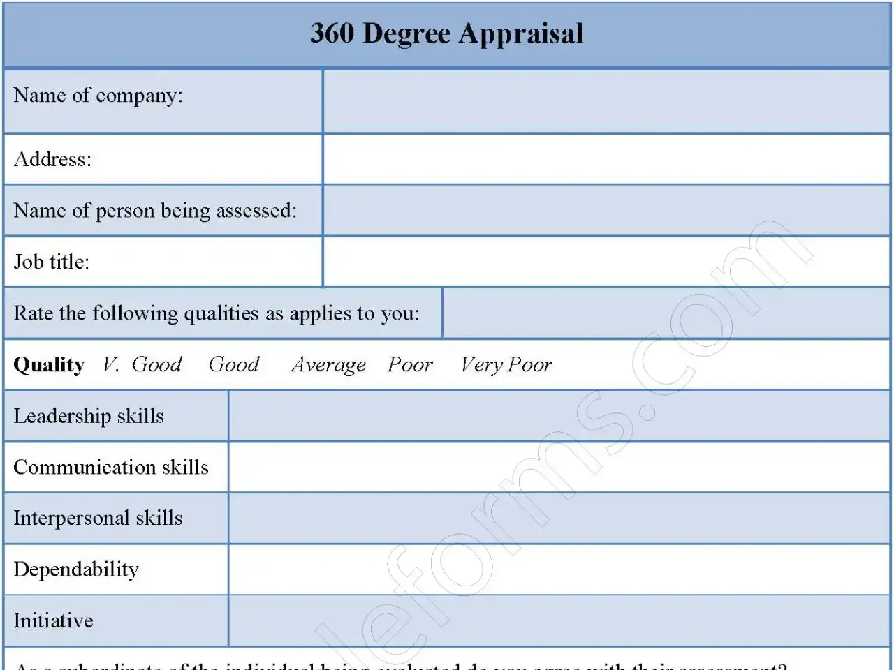 360-Degree Appraisal Template