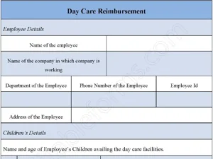 Day Care Reimbursement Fillable PDF Form