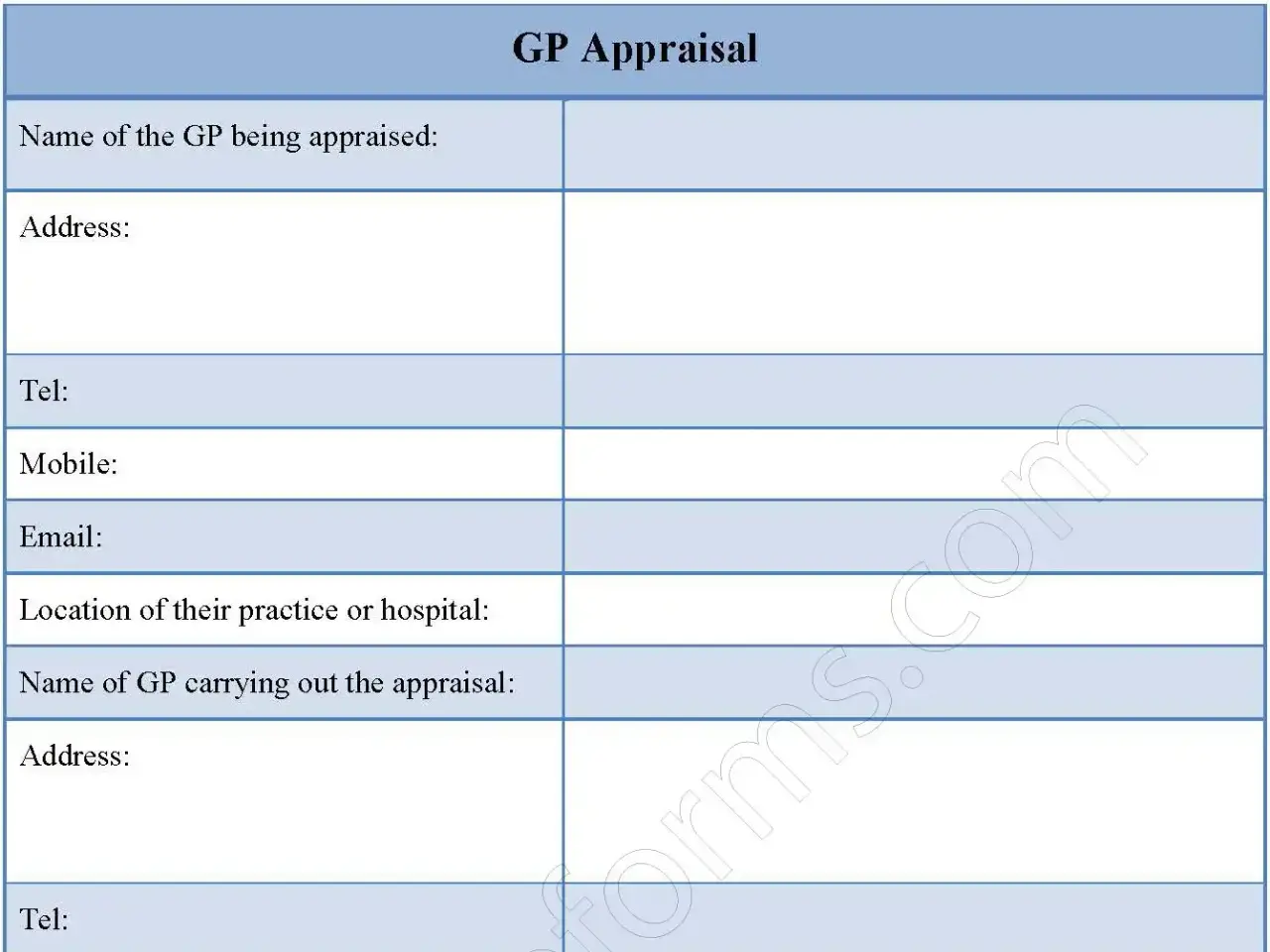 GP Appraisal Fillable PDF Forms