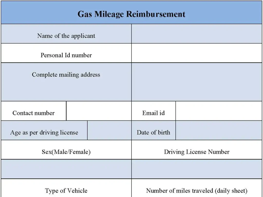 Gas Mileage Reimbursement Form