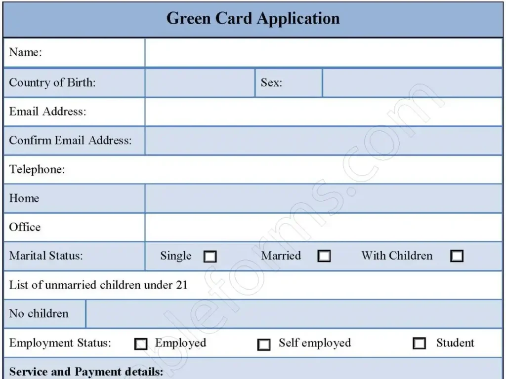 Sample Green Card Application Fillable PDF Form