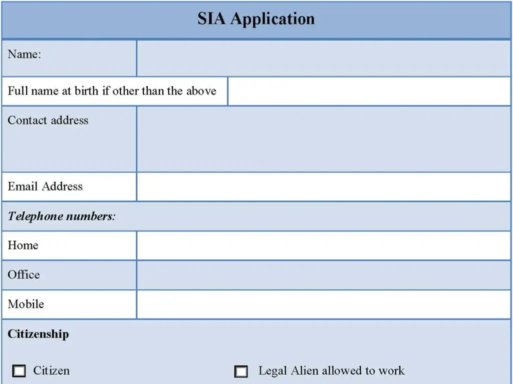 SIA Application Form