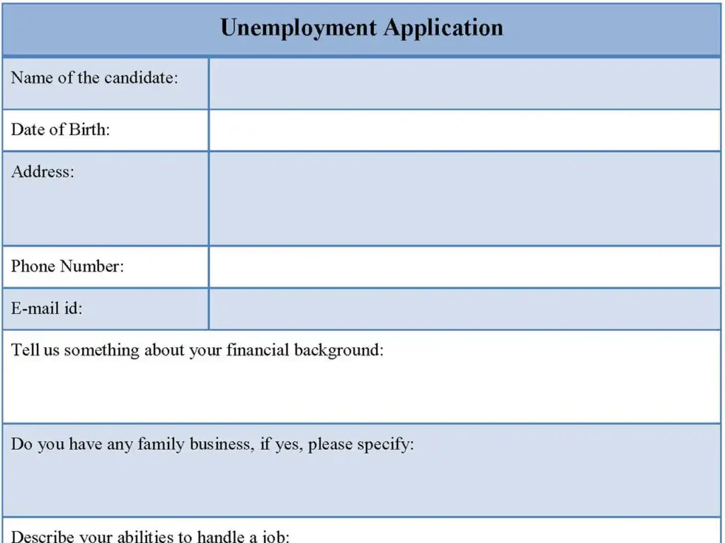 Unemployment application form
