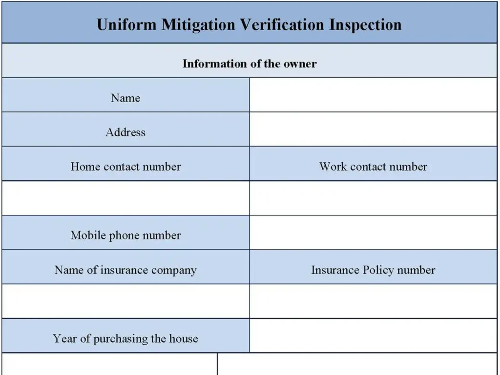 Uniform Mitigation Verification Inspection Form