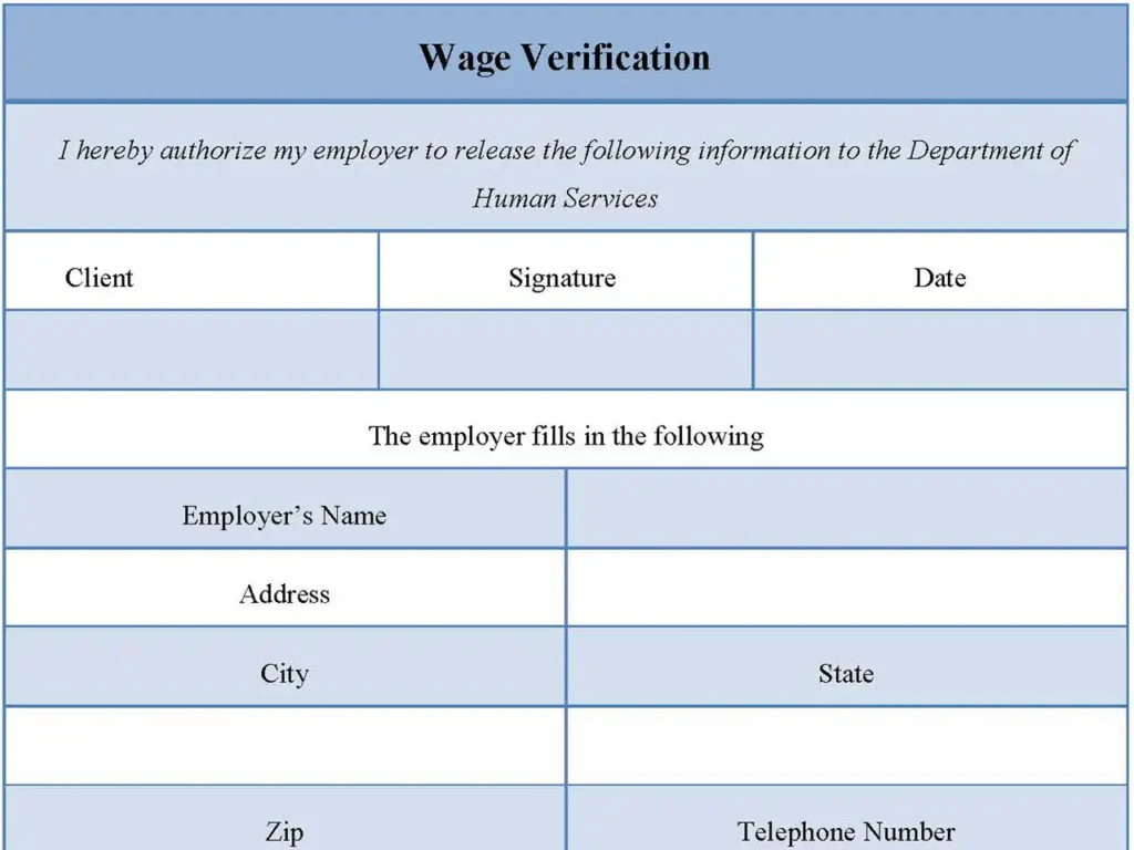 Wage Verification Form