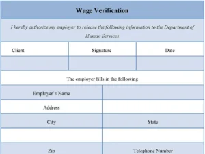 Wage Verification Form