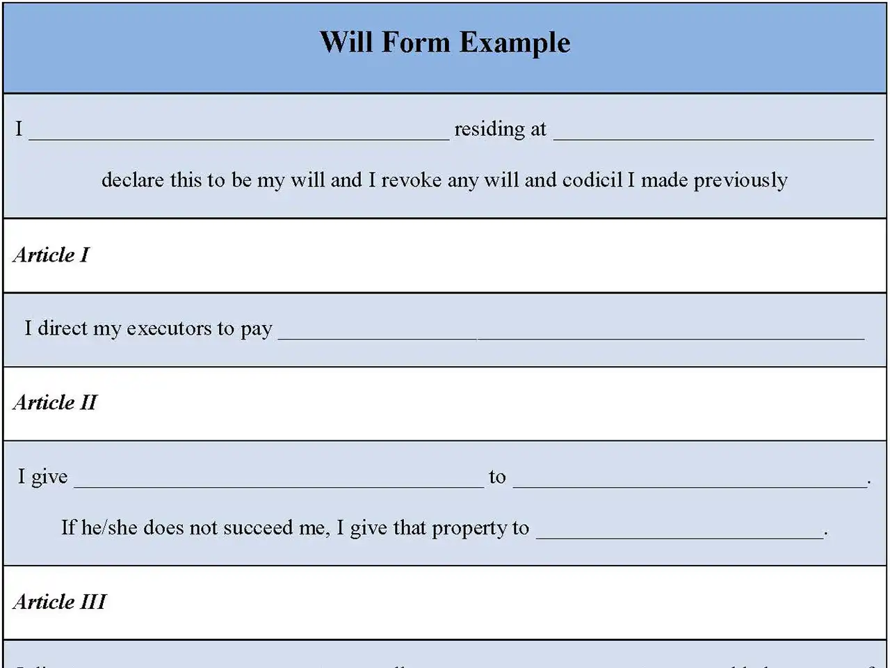 Will Form Example