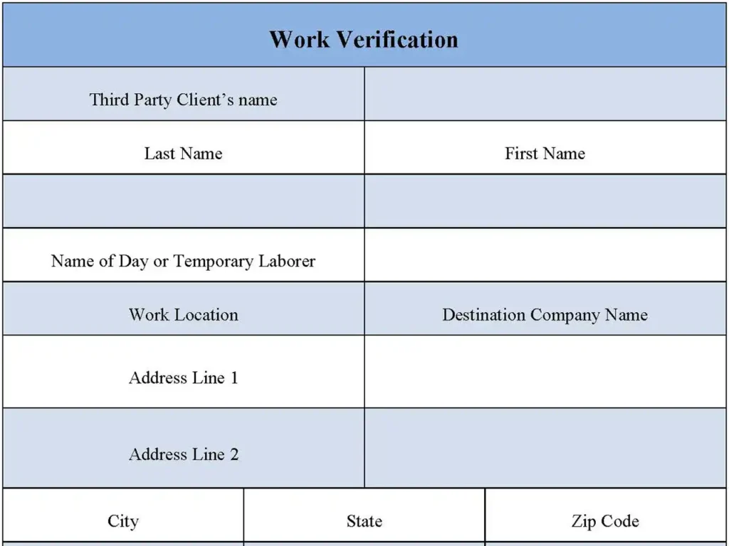 Work Verification Form