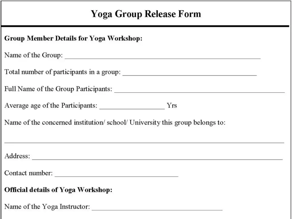 Yoga Group Release Form
