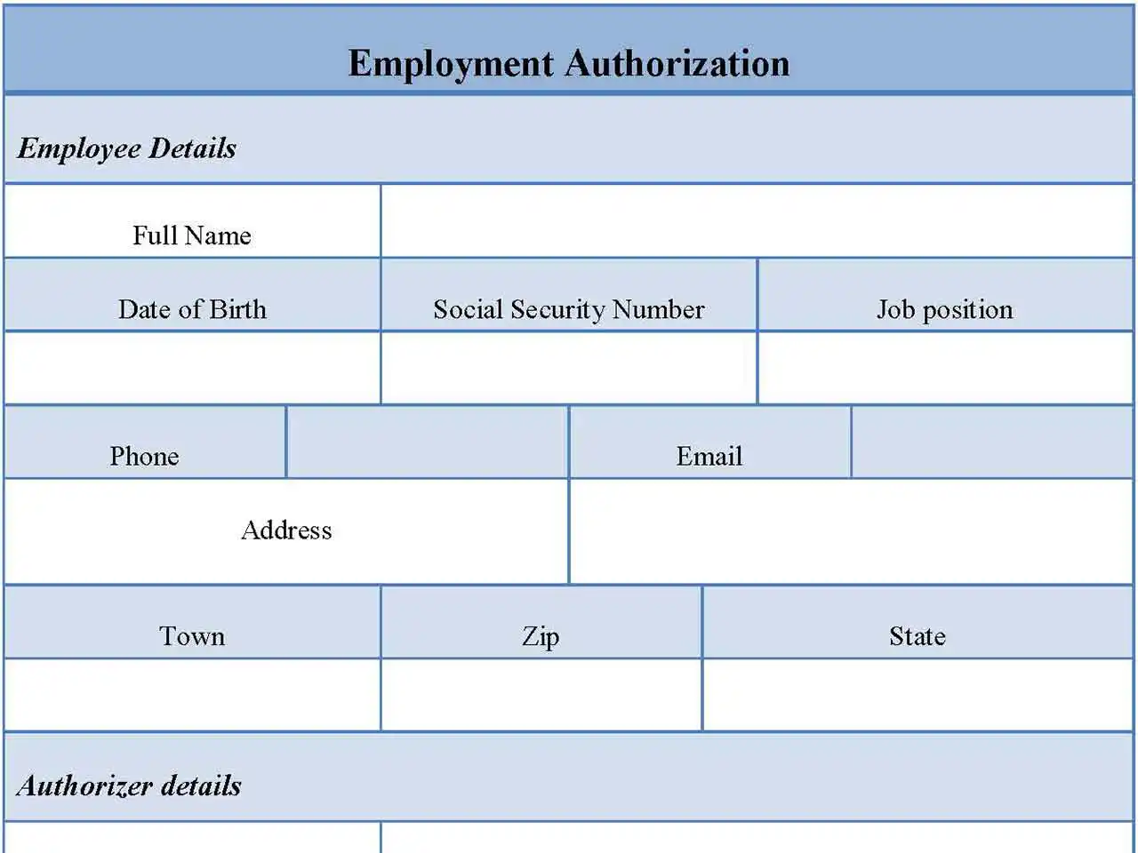 Employment Authorization Fillable PDF Form And Word Document