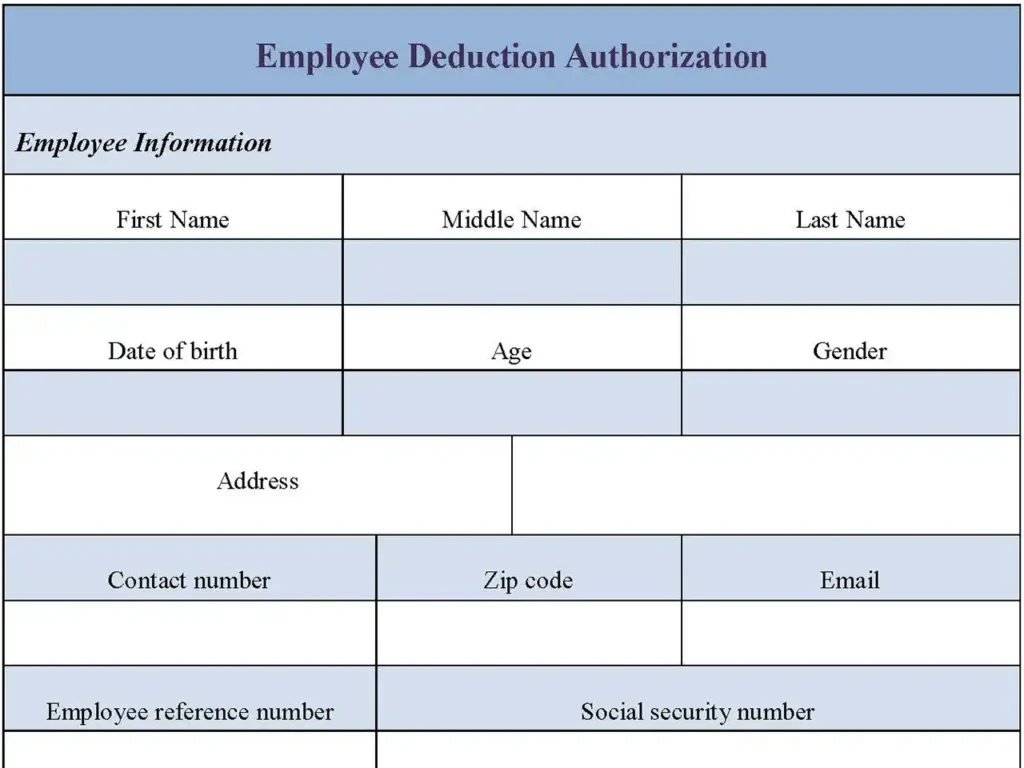 Employee Deduction Authorization Form
