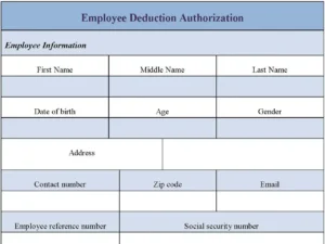Employee Deduction Authorization Form