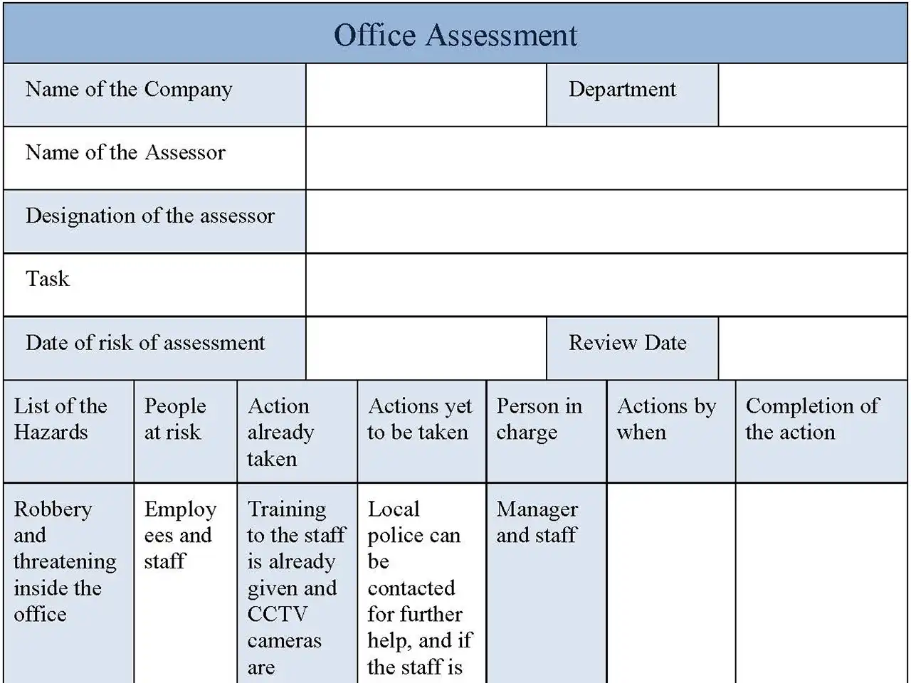 Office Assessment Template