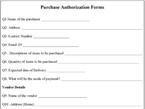 Purchase Authorization Forms