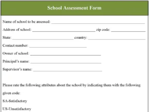 School Assessment Form