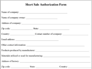 Short Sale Authorization Form