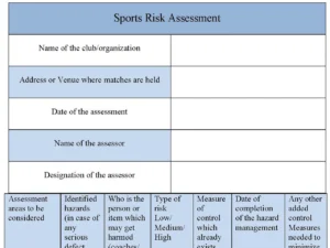 Sports Risk Assessment Form