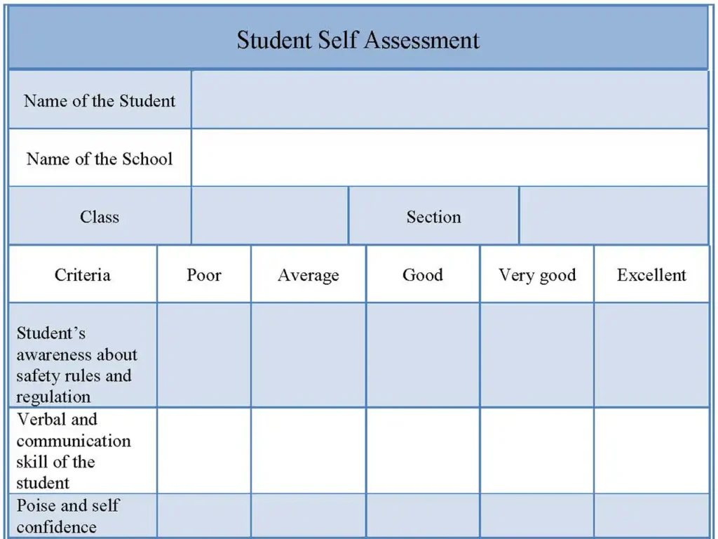 Student Self-Assessment Form