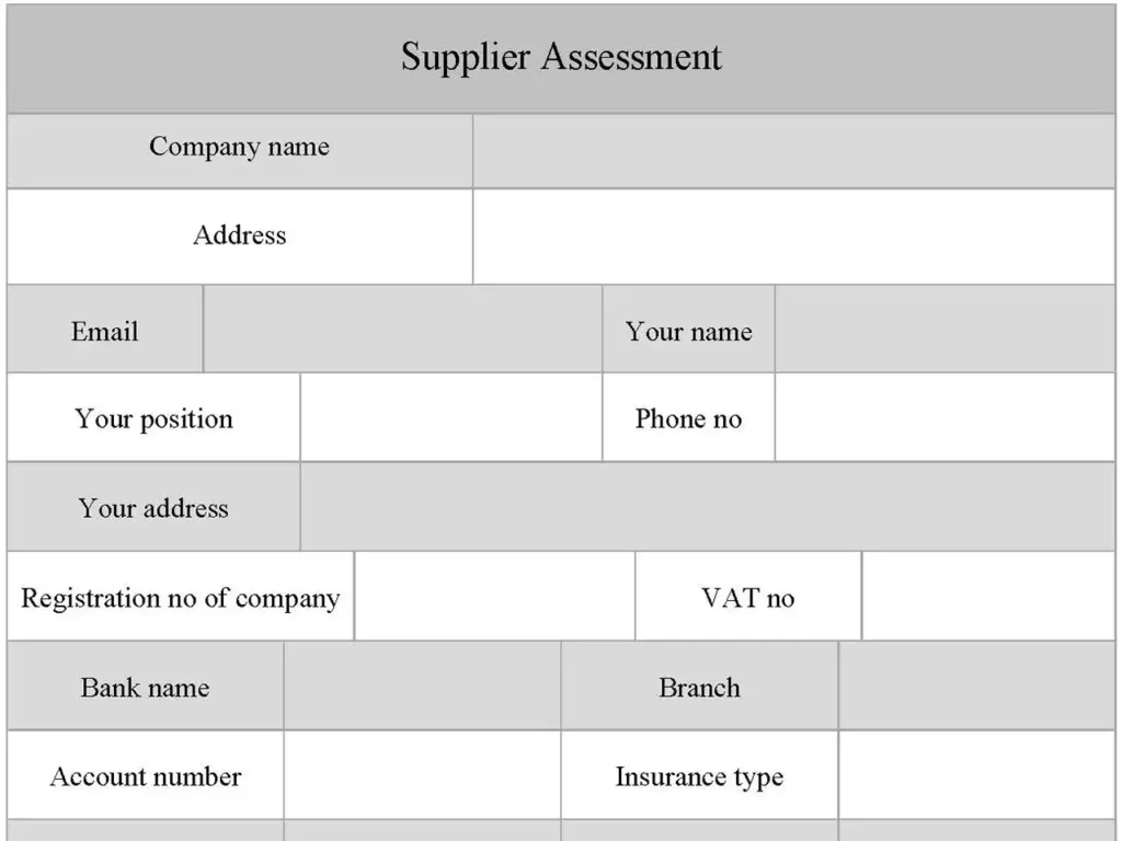 Supplier Assessment Form