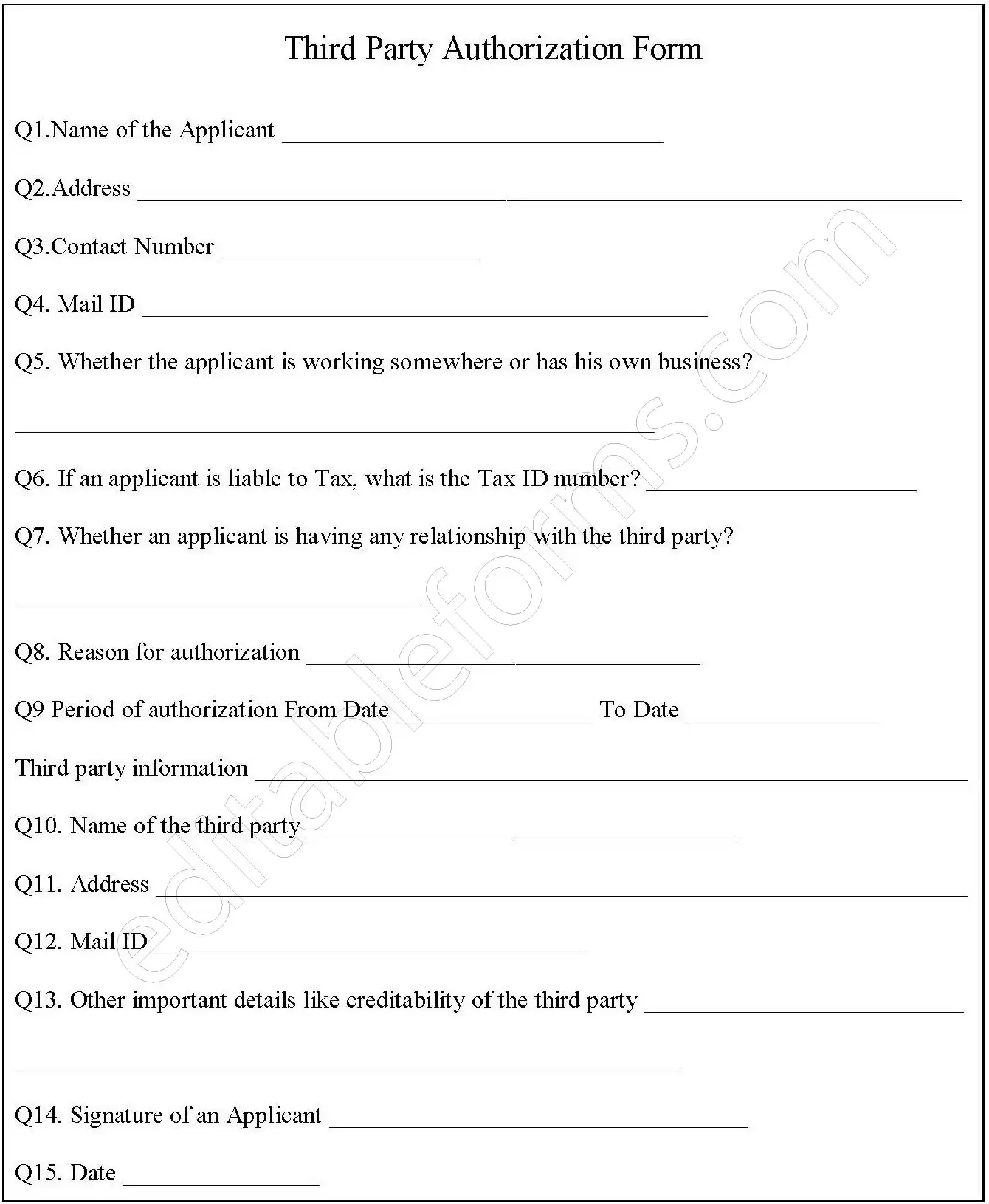 Third Party Authorization Form 4793