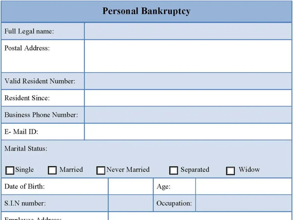Personal Bankruptcy Form