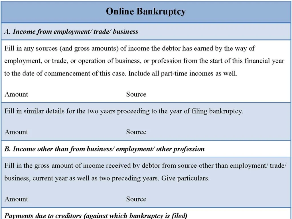 Online Bankruptcy Form