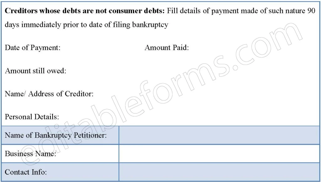 Online Bankruptcy Fillable PDF Template