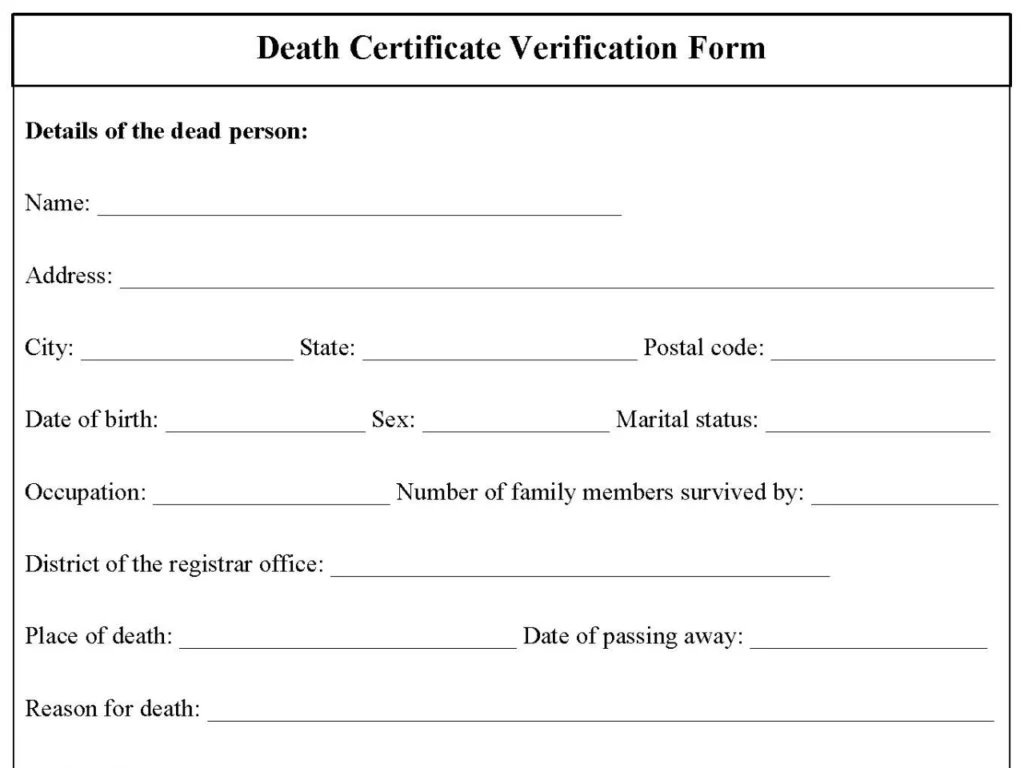 Death Certificate Verification Form
