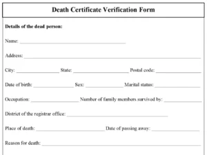 Death Certificate Verification Form