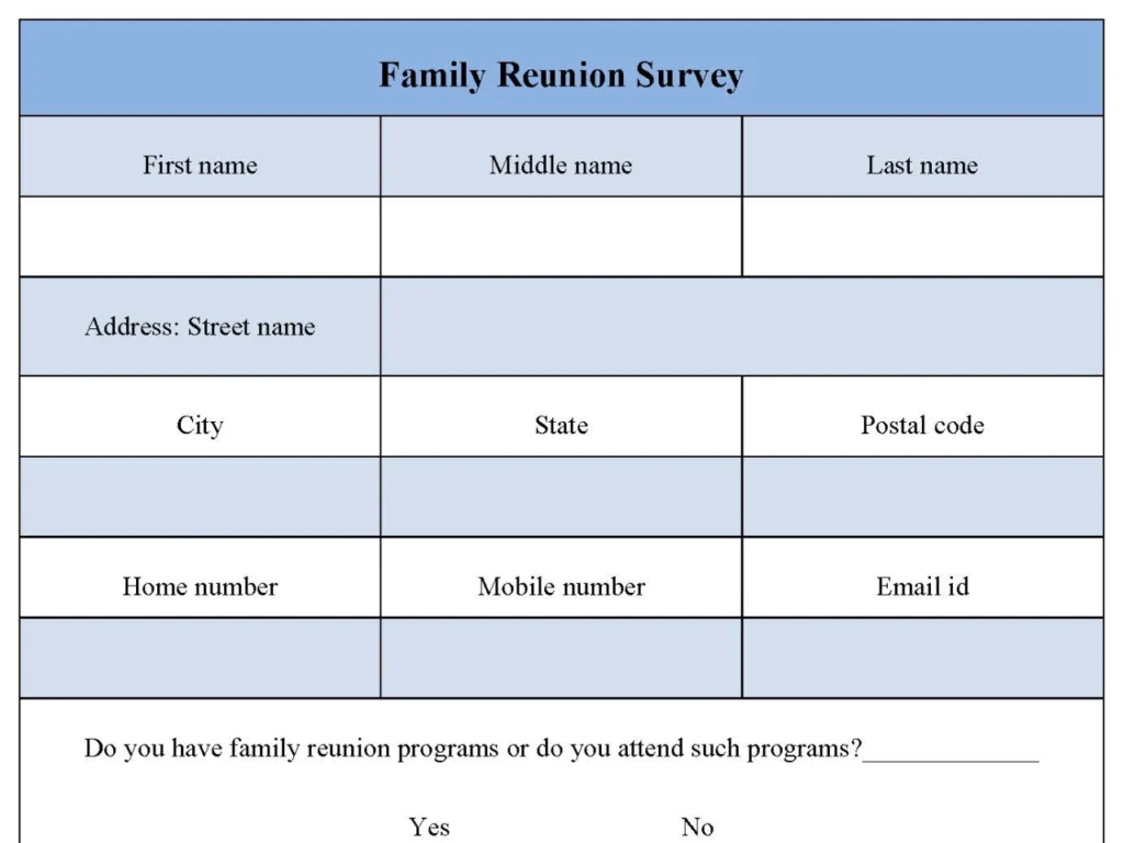 Family Reunion Survey Template