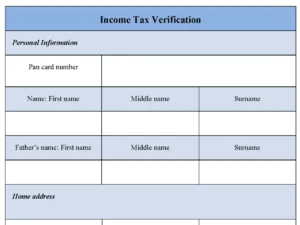 Income Tax Verification Form