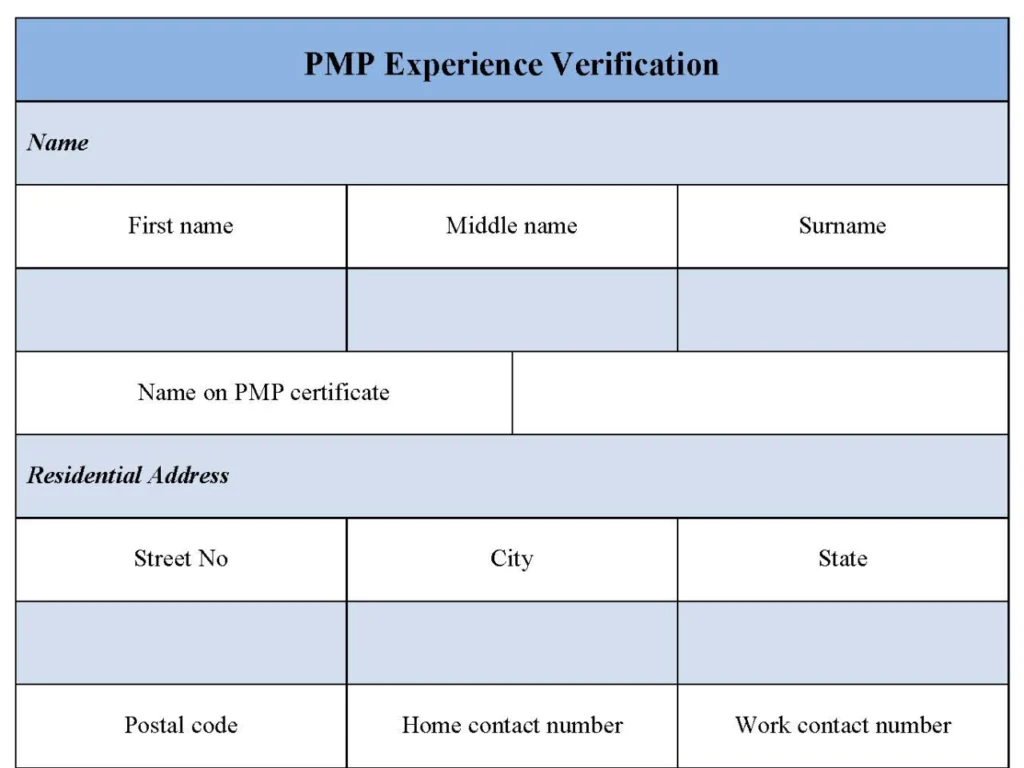 PMP Experience Verification Form