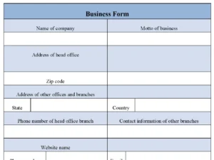 Printable Business Form