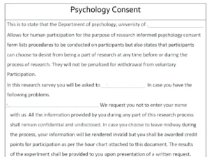 Psychology Consent Form