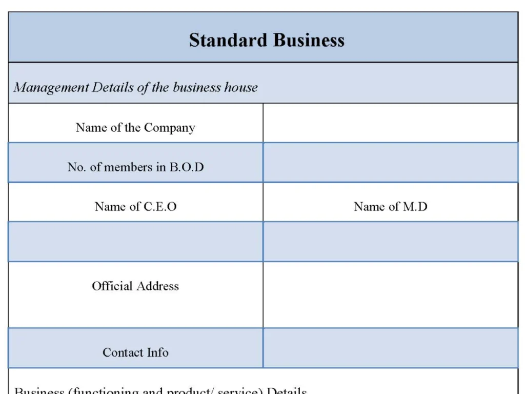 Standard Business Form