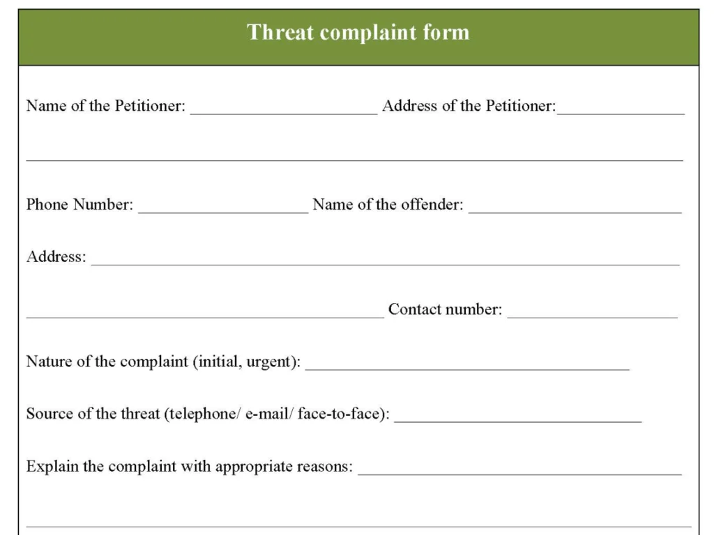 Threat complaint form