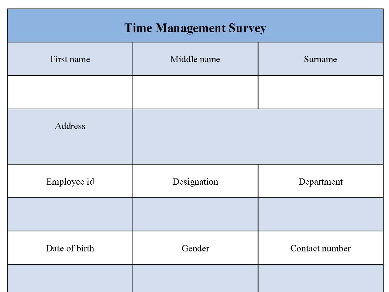 Time Management Survey Form