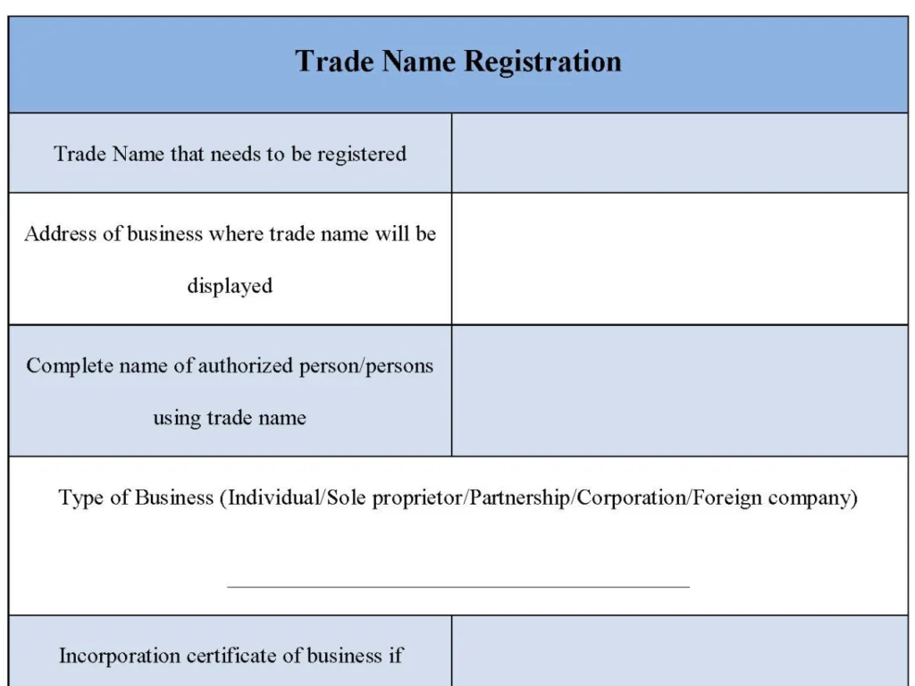 Trade Name Registration Form