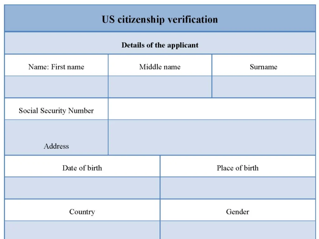 US Citizenship Verification Form