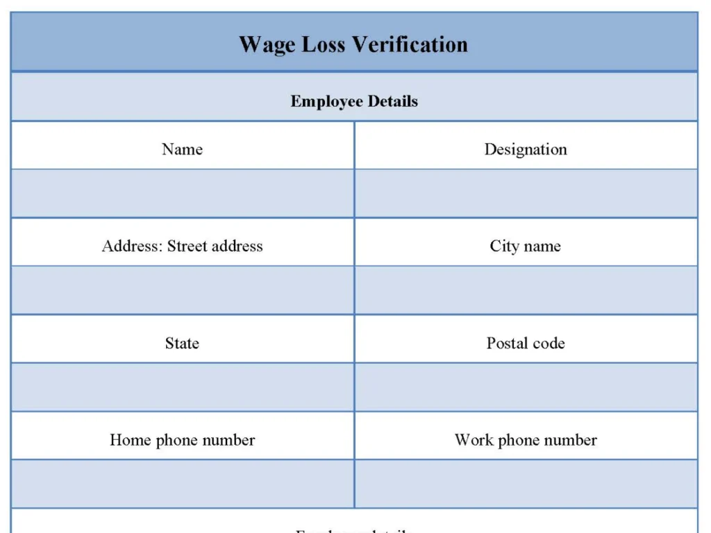 Wage Loss Verification Form