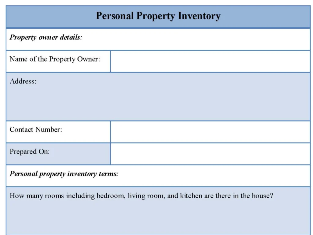 Personal property inventory form