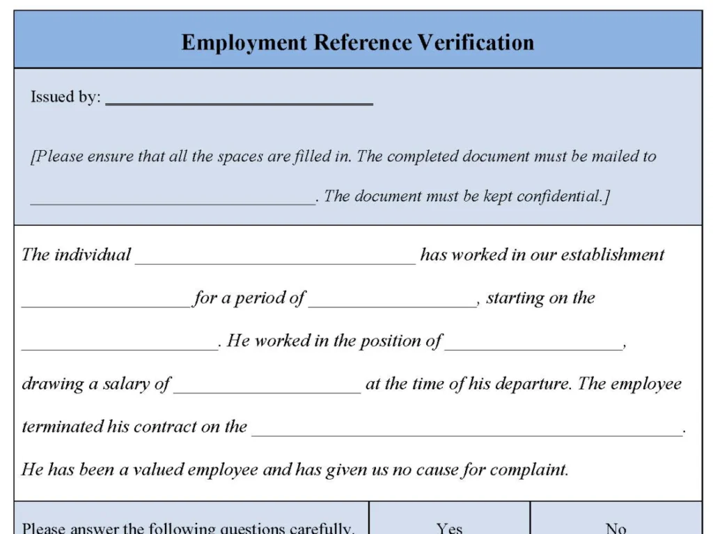 Employment Reference Verification Form