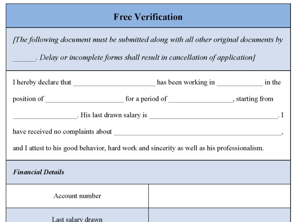 Free Verification Form