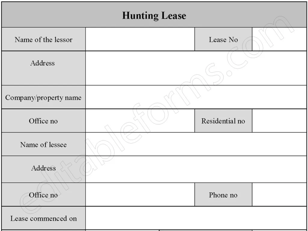 Hunting Lease Form